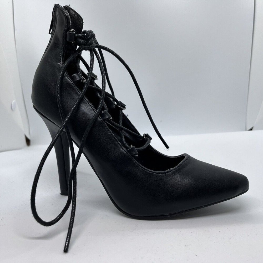 Charlotte Russe Black High Heel Lace Up Pumps Size 6